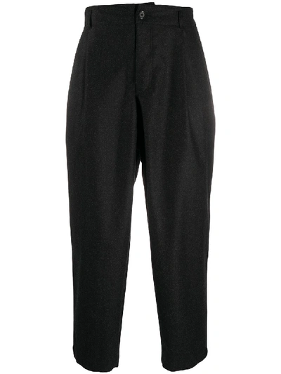 Shop Comme Des Garçons Shirt High-waisted Cropped Trousers In Black
