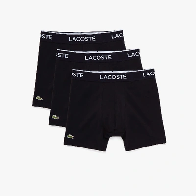 Shop Lacoste Men's Stretch Cotton Boxer Briefs 3-pack - Xl In Black