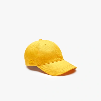 Shop Lacoste Women's  Printed Strap Cotton Cap In Yellow