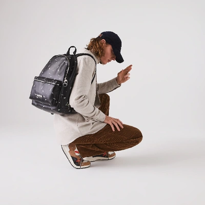 Shop Lacoste Men's Lcst Printed Coated Canvas Backpack In Aop Mini Wording Noir