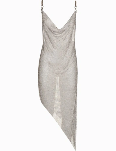 Shop Dan More Crystals Embellished Dress In Silver