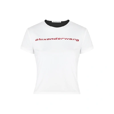 Shop Alexander Wang T Alexanderwang.t Logo-print Reversible Stretch-jersey T-shirt In White