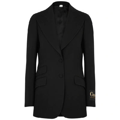 Shop Gucci Black Silk And Wool-blend Blazer