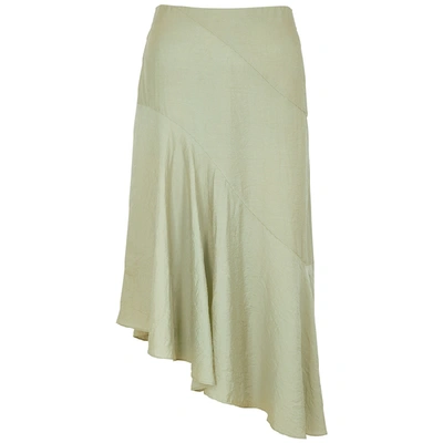 Shop Vince Sage Panelled Twill Midi Skirt In Light Green