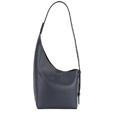 Shop Aesther Ekme Demi Lune Dark Grey Leather Shoulder Bag