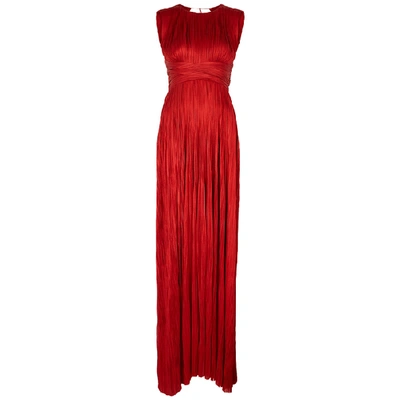 Shop Maria Lucia Hohan Adela Metallic Red Lace-up Silk Gown