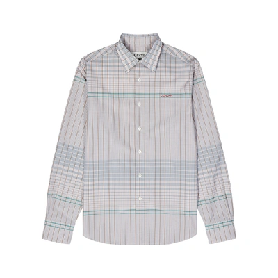 Shop Lanvin Checked Cotton Shirt In Blue