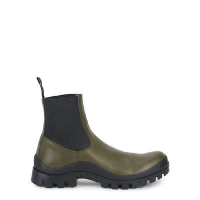 Shop Atp Atelier Catania Green Leather Chelsea Boots In Khaki