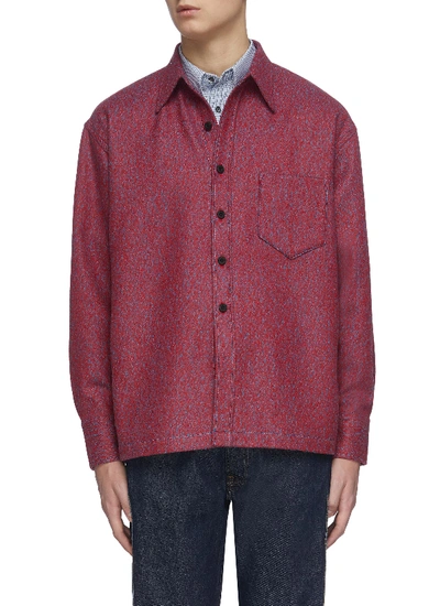 Shop Karmuel Young Square Fit Virgin Wool Overshirt In Red