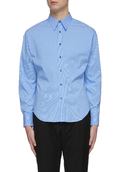 Shop Karmuel Young Trapezium Fit Cotton Blend Shirt In Blue