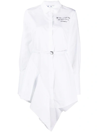 Shop Off-white Asymmetric-hem Mini Shirtdress In White