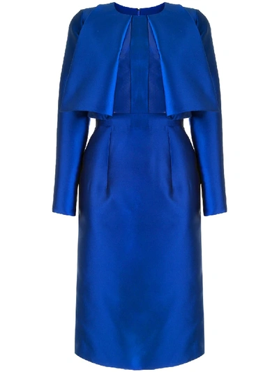 Shop Saiid Kobeisy Fitted Sheer-panel Dress In Blue