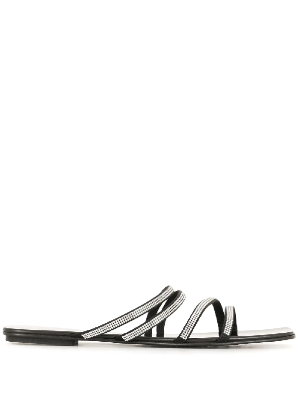 black embellished flat sandals
