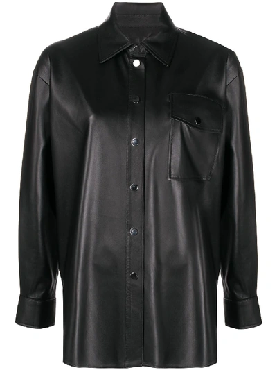Shop Arma Loose-fit Snap Shirt In Black
