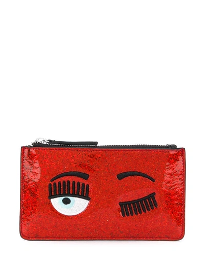 Shop Chiara Ferragni Blinking Eye Wallet In Red