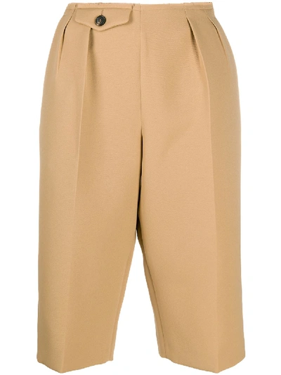 Shop Maison Margiela High-waisted Knee-length Shorts In Brown