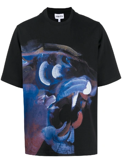 Shop Kenzo Tiger Head Print T-shirt In Black