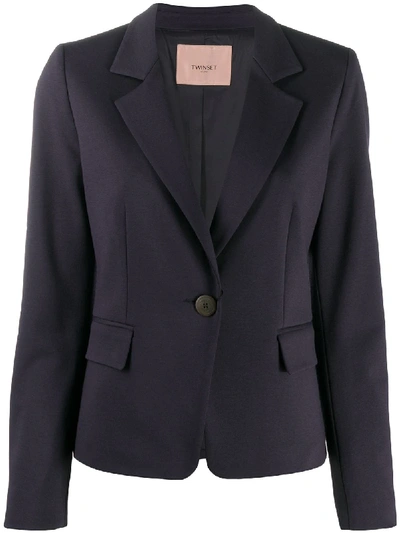 Shop Twinset Single-breasted Fitted Blazer In Blue