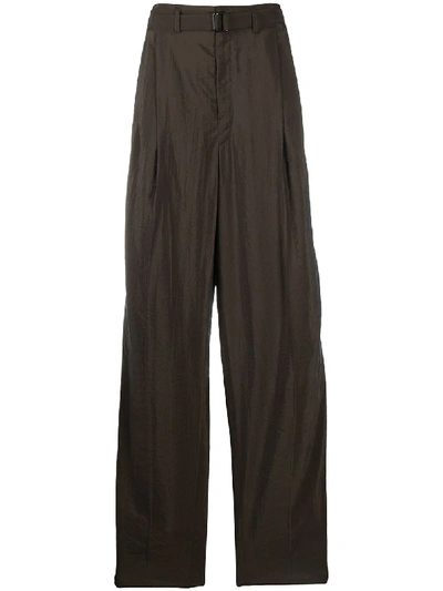 Shop Lemaire Belted Zoot Trousers In Brown