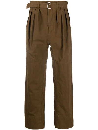 Shop Lemaire 4-pleats Water-repellent Trousers In Brown