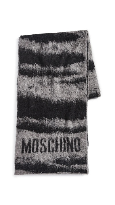Shop Moschino Scarf In Grey/black