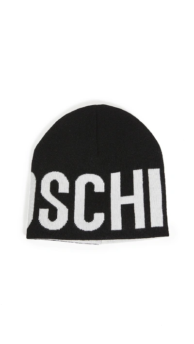 Shop Moschino Logo Beanie In Black