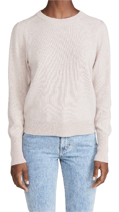 Shop 360 Sweater Melany Puff Sleeve Cashmere Sweater In Adobe Pink