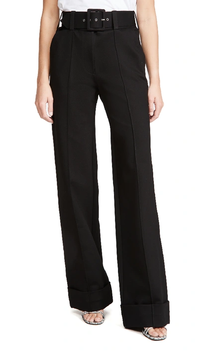 Shop Victoria Victoria Beckham Belted Jersey Trousers In Black