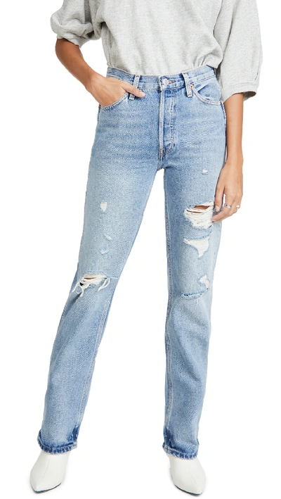 Shop Re/done 90s High Rise Loose Jeans In Medium Destroy