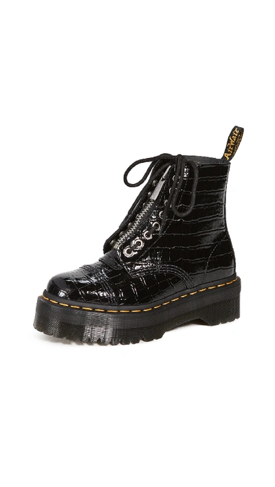 Dr. Martens Sinclair Black Leather Ankle Boot With Crocodile Print |  ModeSens