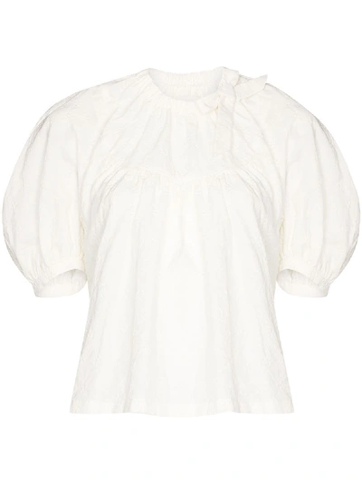 Shop Shushu-tong Flared Puff Sleeve Blouse In White