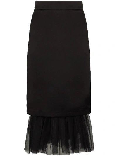 Shop Shushu-tong Tulle Lined Pencil Skirt In Black