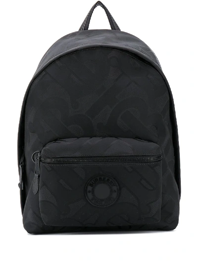 Shop Burberry Jacquard Logo Backpack In Black