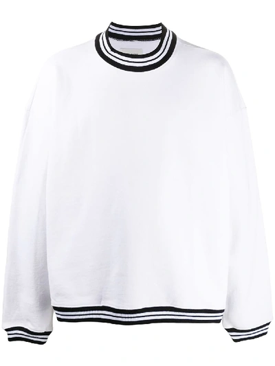 Shop Noon Goons Gymnasium Striped Trim Sweatshirt In White