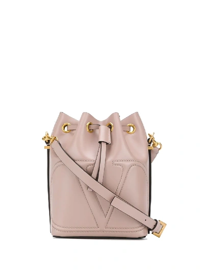 Shop Valentino Small Vlogo Bucket Bag In Pink