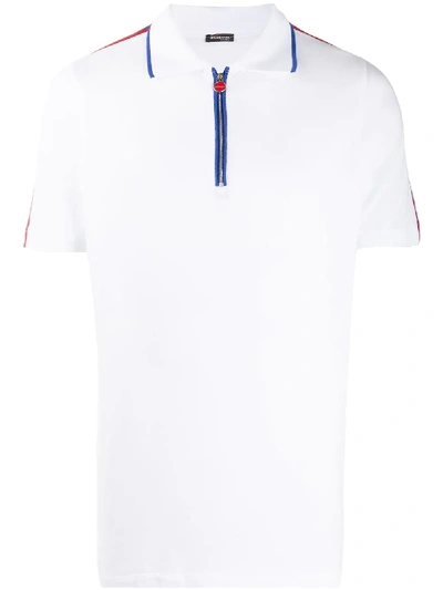 Shop Kiton Zip Collar Polo Shirt In White