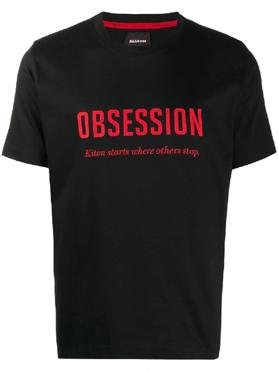 Shop Kiton Obsession Printed T-shirt In Black