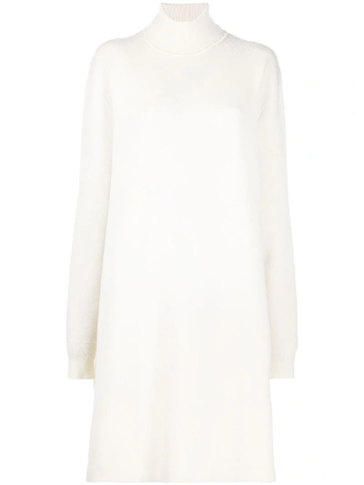 Shop Jil Sander Roll-neck Side-slit Knitted Tunic In White