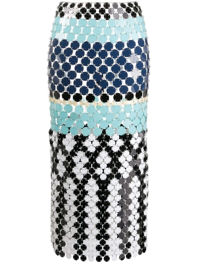 Shop Paco Rabanne Disc Chainmail Skirt In Blue