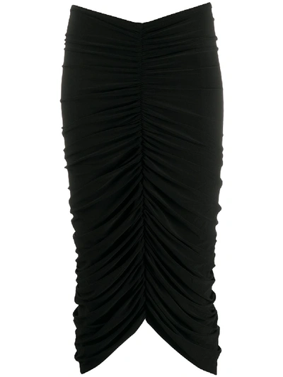 Shop Norma Kamali Shirred Skirt In Black