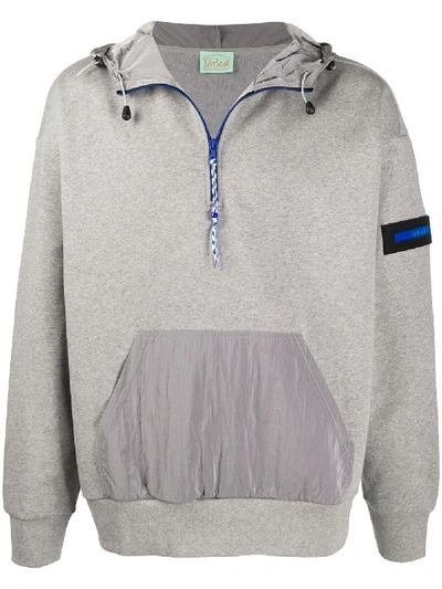 Shop Aries Contrast-pocket Hooded Sweatshirt In Grey