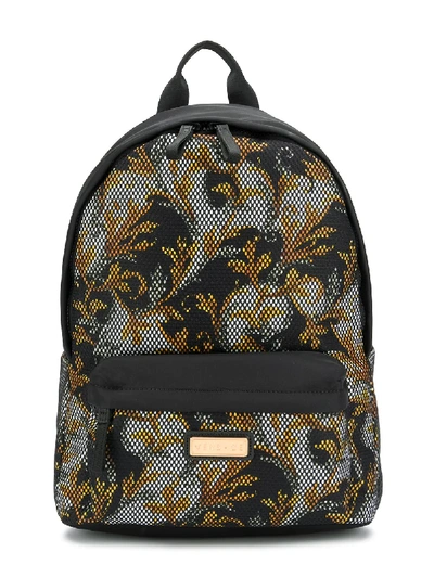 Shop Young Versace Baroque-print Logo Backpack In Black