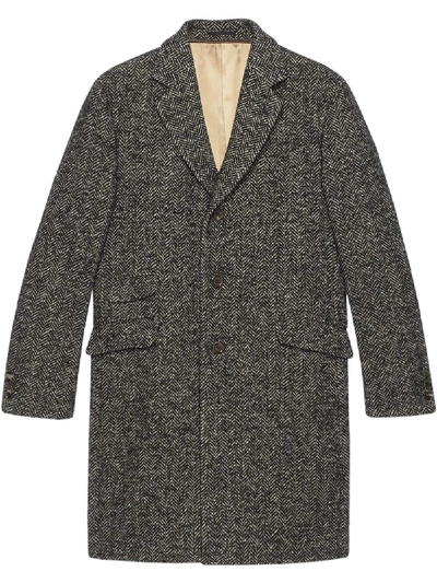 Shop Gucci Herringbone Single-breasted Coat In Black