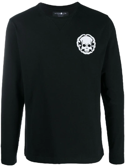 Shop Hydrogen Logo-print Long Sleeved T-shirt In Black