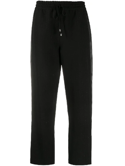 Shop Patrizia Pepe Drawstring Straight-leg Trousers In Black
