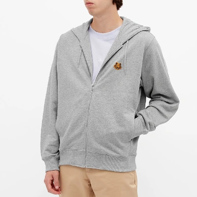 Shop Kenzo Tiger Crest Full Zip Hoody In Grey