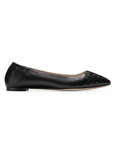 Shop Cole Haan Carina Woven Leather Ballet Flats In Black