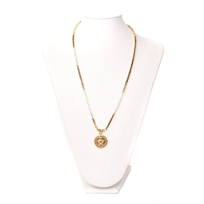 Shop Versace Gold Metal Necklace With Medusa