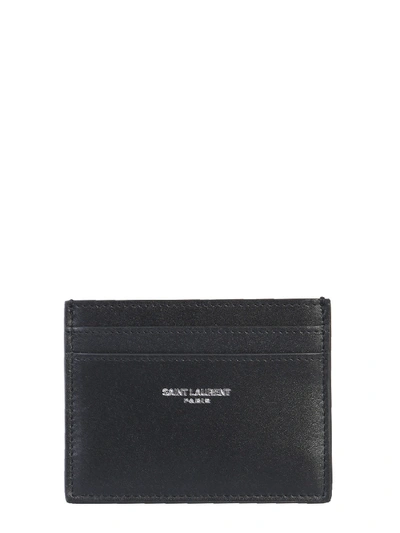 Shop Saint Laurent Leather Card Holder In Nero