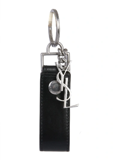 Shop Saint Laurent Monogram Key Ring In Nero